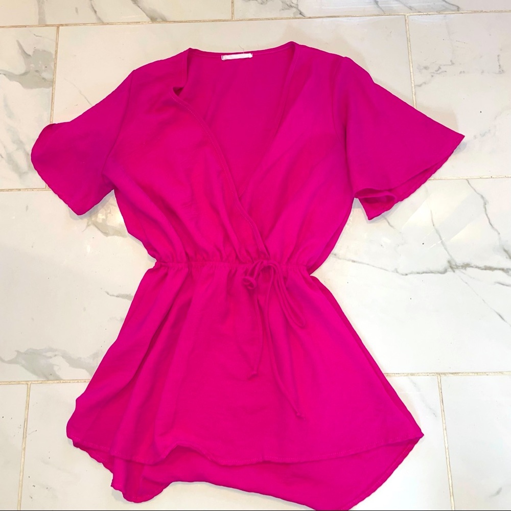 Pink empire waist top